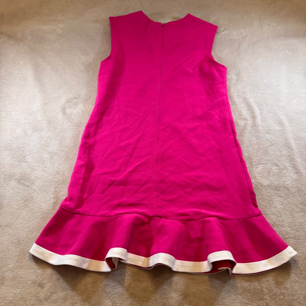 Victoria Beckham Pink Ruffle Hem Shift Dress Sleeveless Mini Mod Party Sz M - Picture 12 of 15